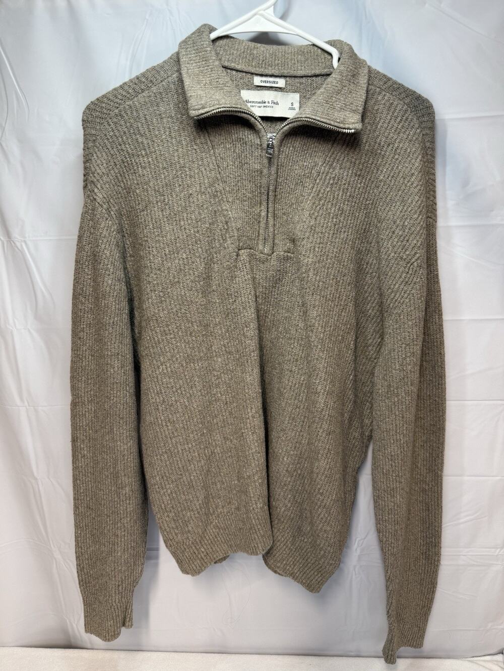 Abercrombie & Fitch womens S sweater quarter zip oversized knit soft light brown